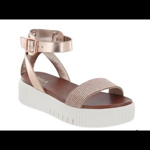 MIA LUNNA ROSE GOLD METALLIC WEDGE SANDAL